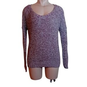 Essentials by Full Tilt V-Neck Lightweight Sweater Knit Casual‎ Speckled Cozy S